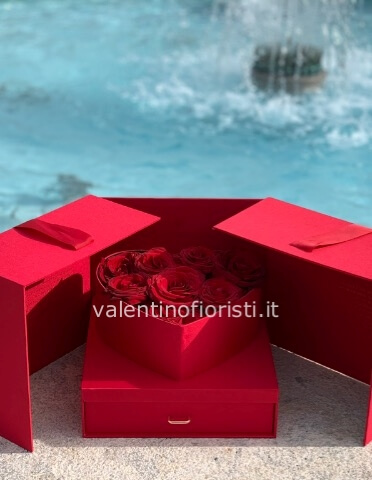 Luxury box Red rose fresche